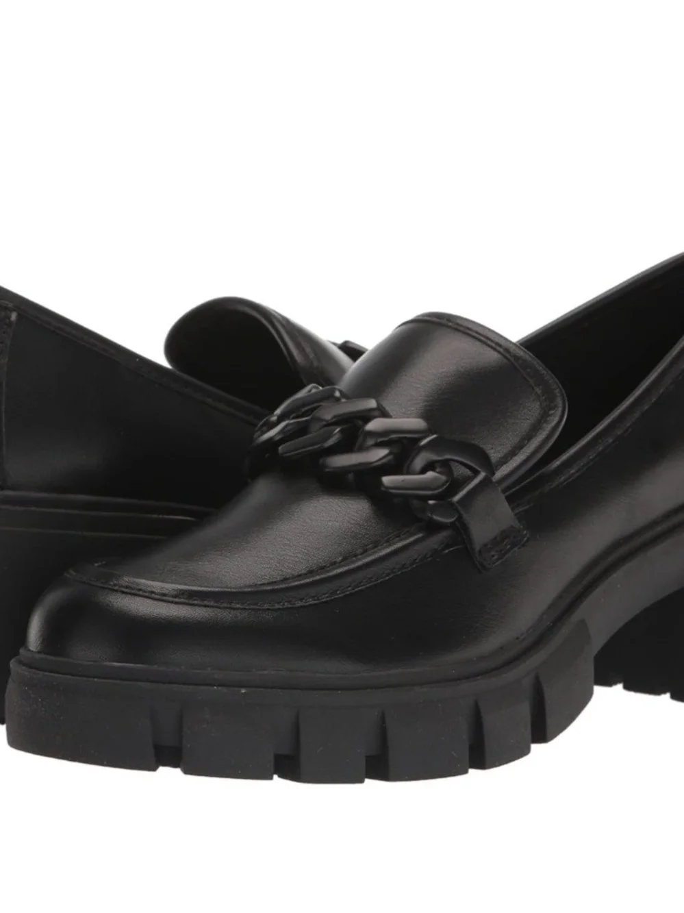 Madden Girl Black Lug Sole Chain Loafer